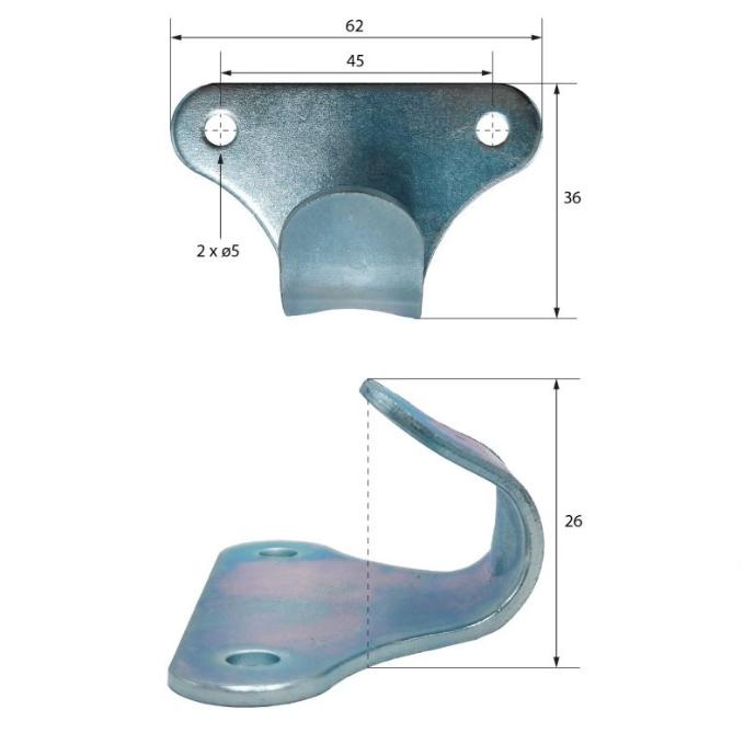 Gancho Corazón N.3, Gancho en forma de corazón, también conocido como gancho trébol.  El Gancho corazón para lonas de camión o lonas de remolques está fabricado en Hierro galvanizado lo que le proporciona una excelente resistencia mecánica y protección contra la corrosión. Ideal para sistemas de sujeción en carrocerías de camiones, lonas flexibles y otros usos industriales donde se requiere una fijación firme, duradera y segura. Hierro Galvanizado