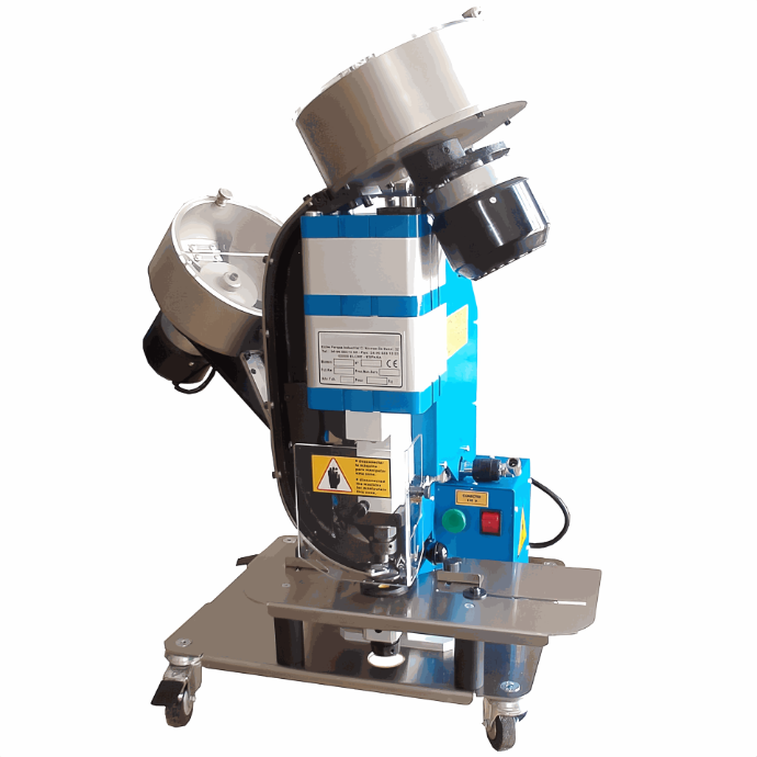 Máquina colocar Ojales Eléctrica Automática con 2 Distribuidores para Ollao y Arandela - J239E2C - Ollaos Metálicos y Plástico de 8mm a 18mm de diámetro - CARRO