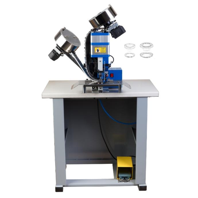 Máquina Colocar Ojales Neumática Automática  – con 2 distribuidores - 259N2P– Para Ojales de Plástico – Con Pedal y Mesa – Para Ollao y Arandela de 8 a 18mm de diámetro