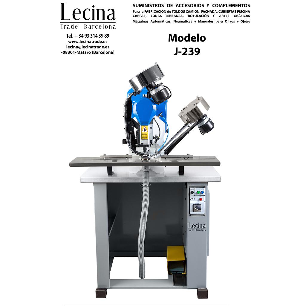 Máquina colocar Ojales Eléctrica Automática con 2 Distribuidores para Ollao y Arandela - 239E2P - Para Ollaos Metálicos y Plástico de 8mm a 18mm de diámetro - MESA y PEDAL