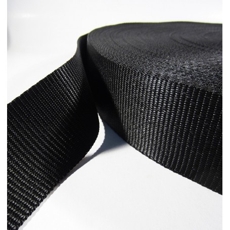 Cinta de poliéster - 47mm - 2.200kg - Surcos - Negro - TAULINER - Rollo de 100m