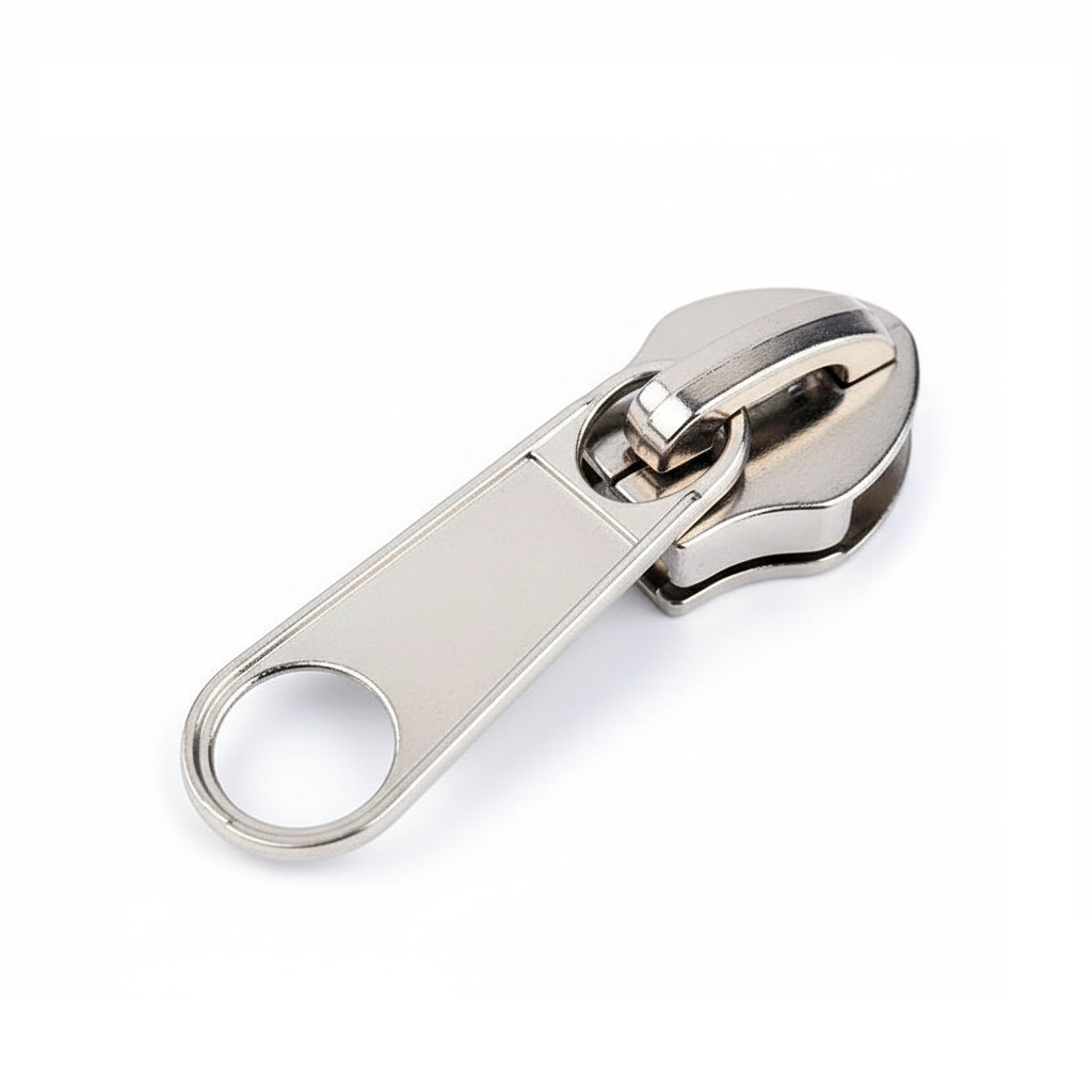 Cursor para cremallera continua Nylon Malla 10mm Metálico Tirador Simple Largo Niquel