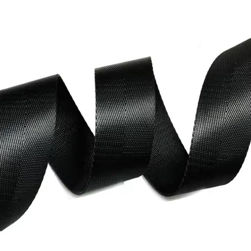 Cinta Poliéster Ribete Plano Texturado - 20mm - 100Kg - Lisa fina - Negro - Rollo de 100 metros