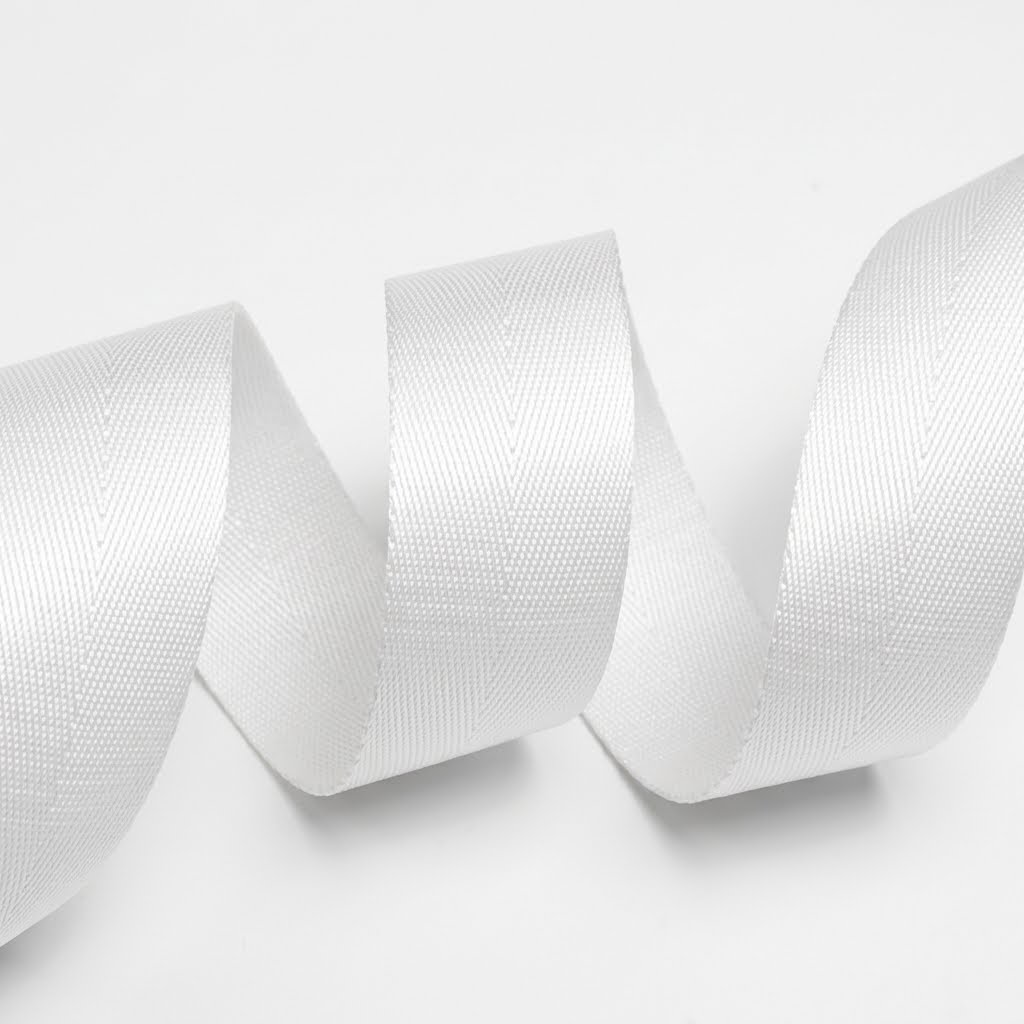 Cinta de poliéster 23mm Surcos Lisa Termofijada - Blanco - Rollo de 100 metros