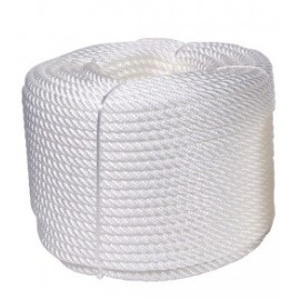 [40950509] Cuerda Torcida - Poliamida - 8 mm - 4 cabos - Blanco BRILLO