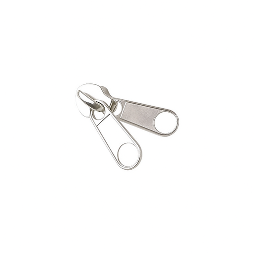 [40850358] Cursor Cremallera Nylon - Malla N.5 mm - Metálico - Tirador DOBLE Largo - Niquel