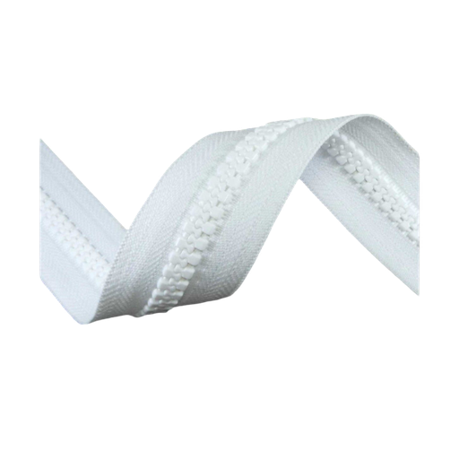 [40850105] ​Cremallera Continua INYECTADA - Malla N.10 - Blanca​ - Bobina de 100m