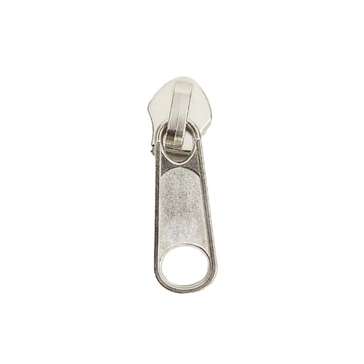 [40850355] Cursor Cremallera Nylon - Malla N.5 mm - Metálico Tirador SIMPLE Largo - Niquel