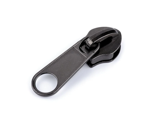 [40850370] Cursor para cremallera continua Nylon Malla 10mm Metálico Tirador Simple Largo Negro