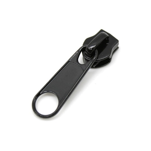 [40850363] Cursor Cremallera Nylon - Malla N.8 mm - Metálico - Tirador Simple Largo - Negro