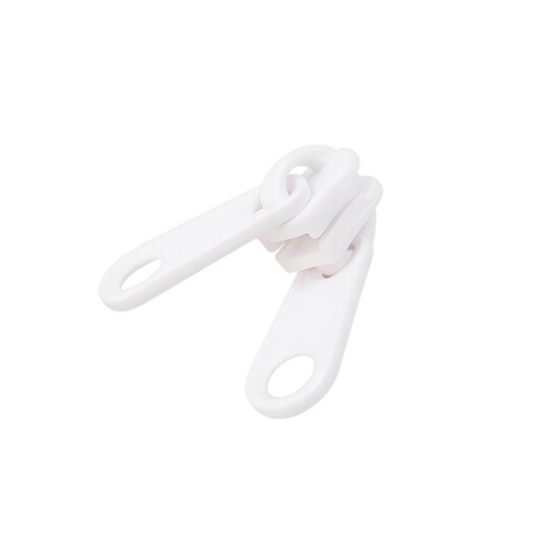 [40851102] Cursor Cremallera continua Inyectada Malla N.10mm Plástico Tirador DOBLE Largo Blanco
