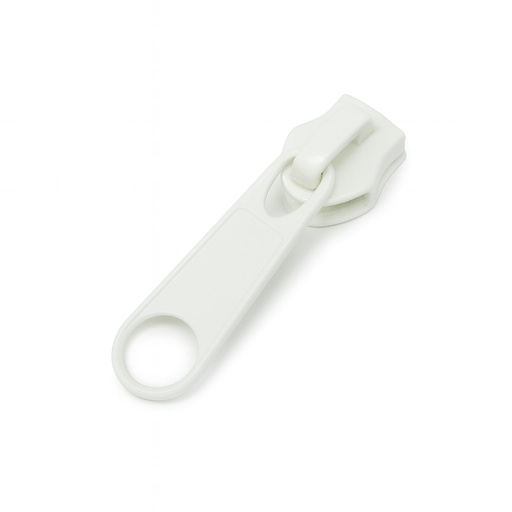 [40850364] Cursor Cremallera Nylon - Malla N.8mm - Metálico - Tirador Simple Largo - Blanco