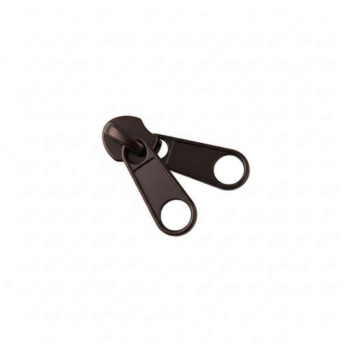 [40850366] Cursor Cremallera Nylon - Malla N.8 mm - Metálico - Tirador DOBLE Largo - Marrón