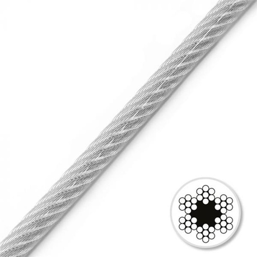 [33860406] Cable de Acero Plastificado de PVC Transparente - 6mm - Galvanizado - 1 metro