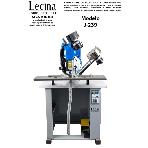 [95109200] Máquina colocar Ojales Eléctrica Automática con 2 Distribuidores para Ollao y Arandela - 239E2P - Para Ollaos Metálicos y Plástico de 8mm a 18mm de diámetro - MESA y PEDAL