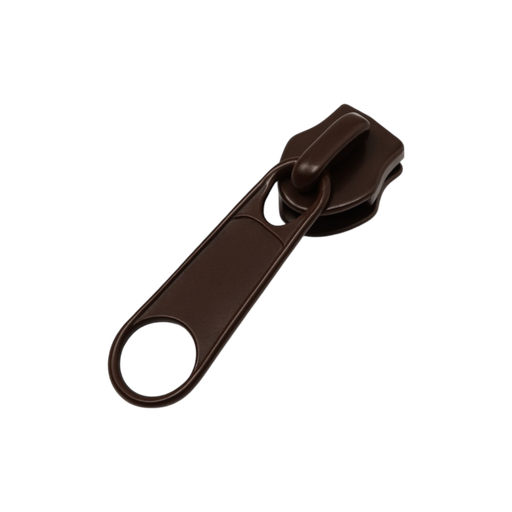 [40850362] Cursor Cremallera Nylon - Malla N.8 mm - Metálico - Tirador Simple Largo - Marrón