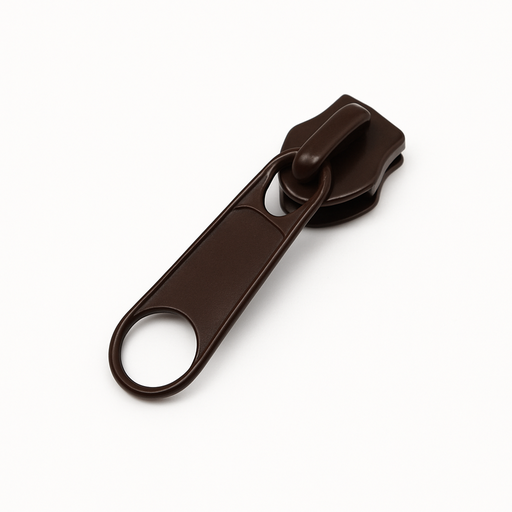 [40850362] Cursor Cremallera continua Nylon Malla N.8mm Metálico Tirador Simple Largo Marrón